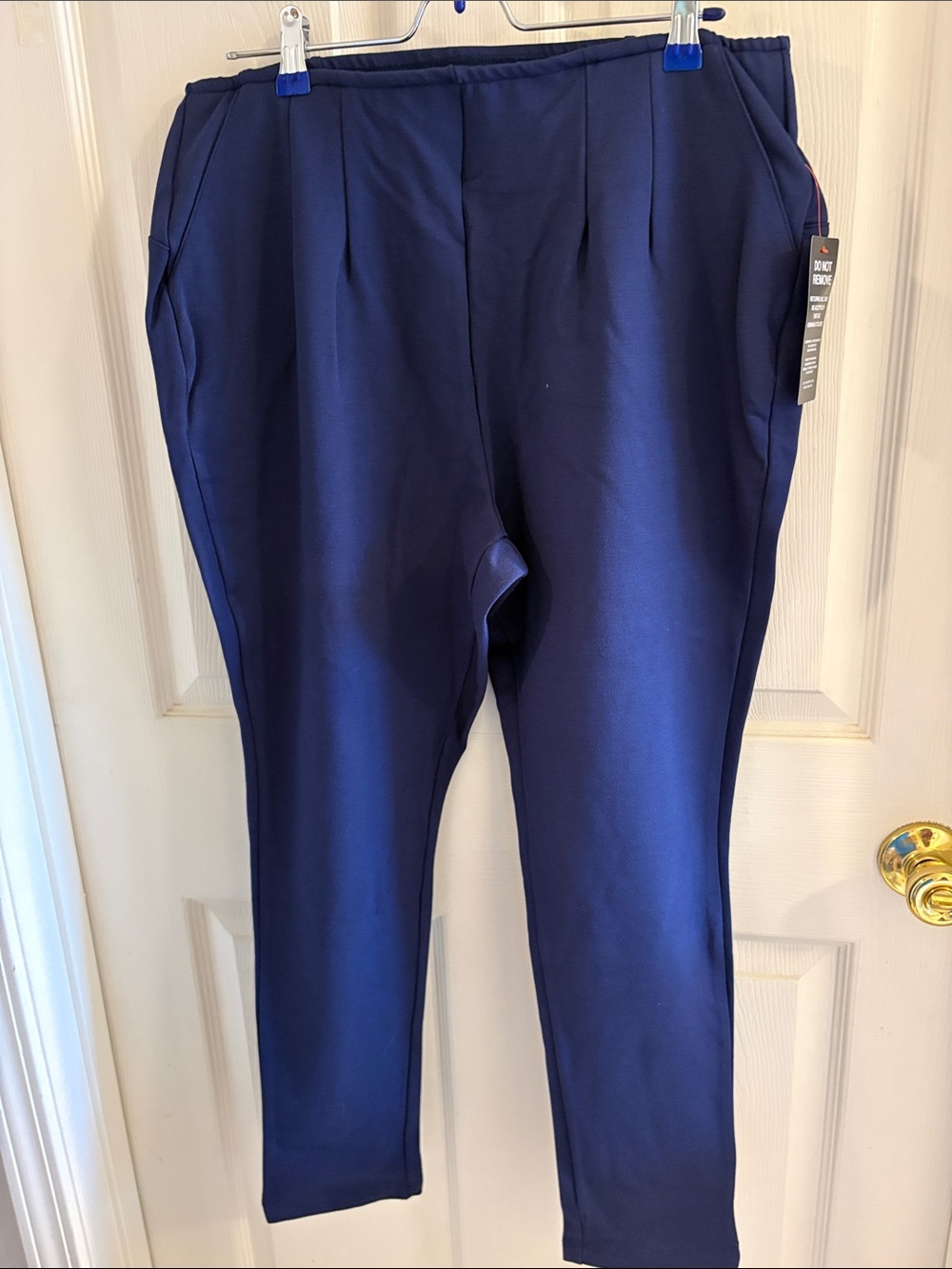 Jessica London Navy Ponte Skinny Pull-On Pants